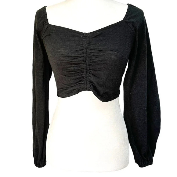 FOREVER 21 Ruched Balloon Sleeve Crop Top - small? - Picture 1 of 9